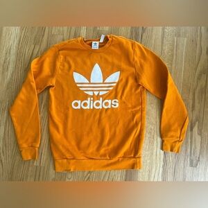 Adidas Boys Youth Orange Trefoil Crewneck Sweatshirt Sz XL 15/16